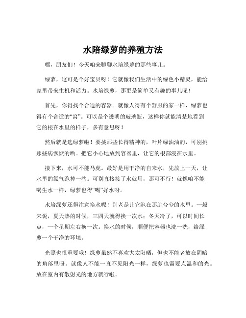 水陪绿萝的养殖方法