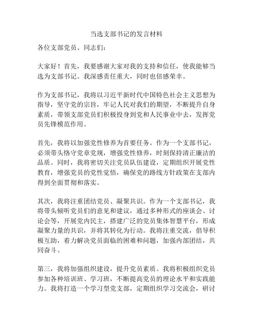 当选支部书记的发言材料