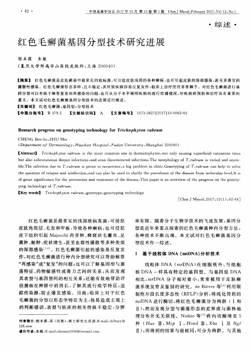 红色毛癣菌基因分型技术研究进展