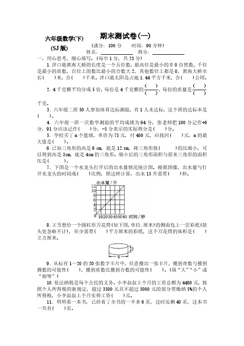 【新】苏教版小学数学6六年级(下册)期末测评试卷(含答案)