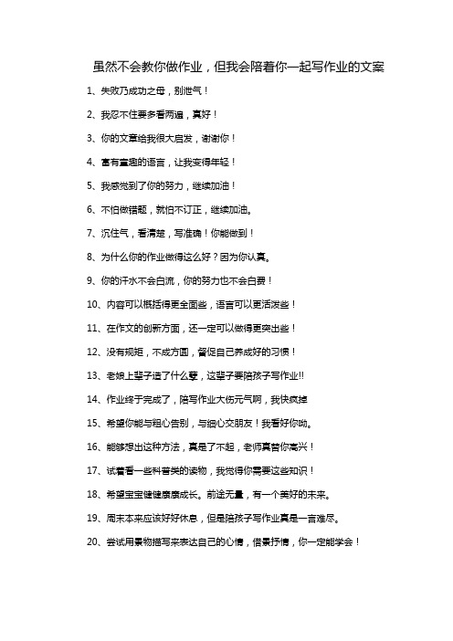 虽然不会教你做作业，但我会陪着你一起写作业的文案