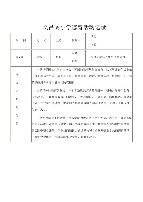 文昌阁小学德育活动记录表