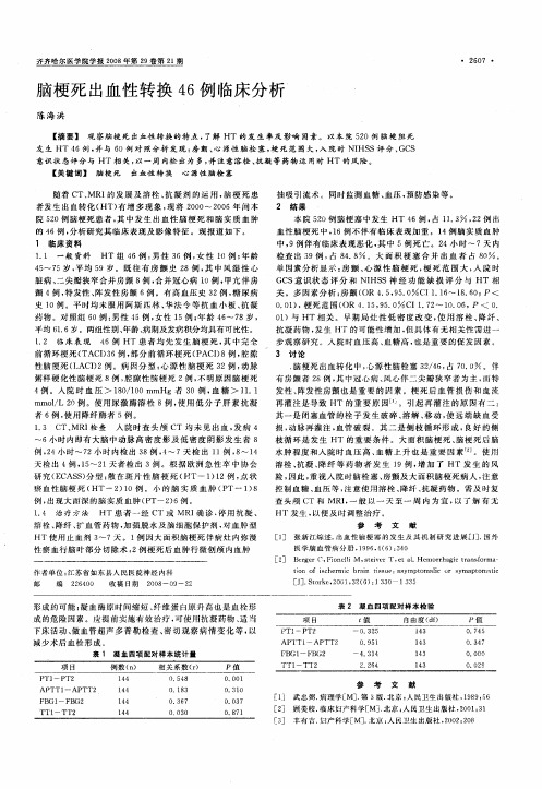 脑梗死出血性转换46例临床分析