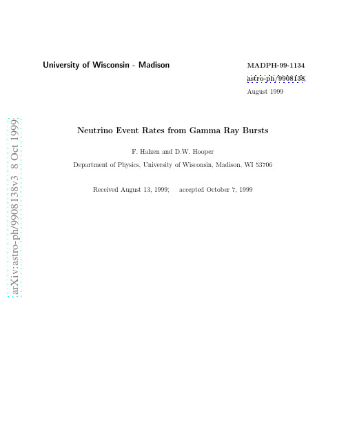 Neutrino Event Rates from Gamma Ray Bursts