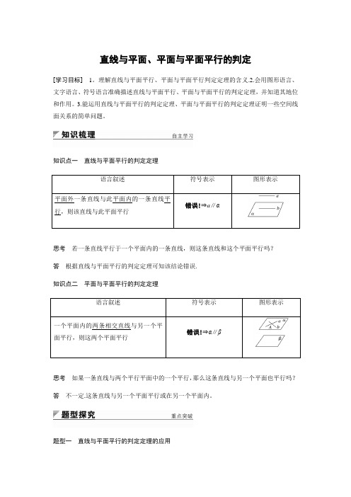 直线与平面、平面与平面平行的判定(附答案)