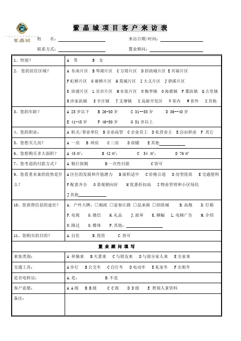 来电来访登记样表