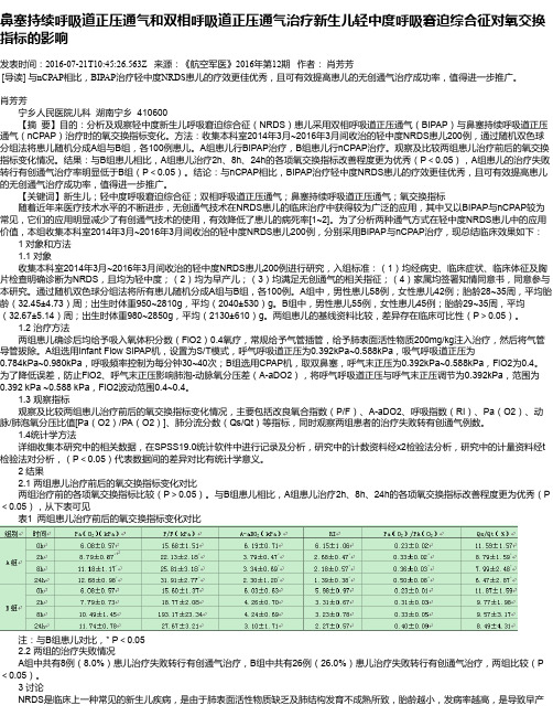 鼻塞持续呼吸道正压通气和双相呼吸道正压通气治疗新生儿轻中度呼