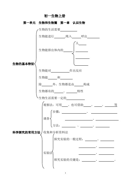 初一生物上册知识网络