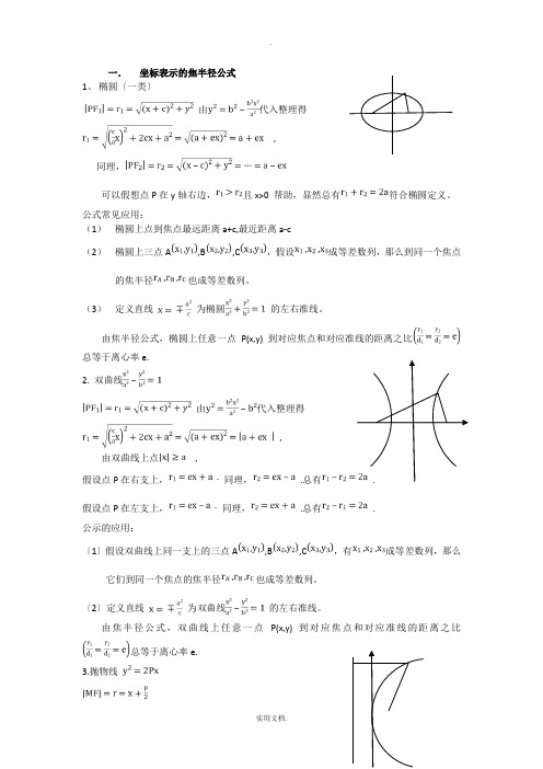 坐标表示的焦半径公式