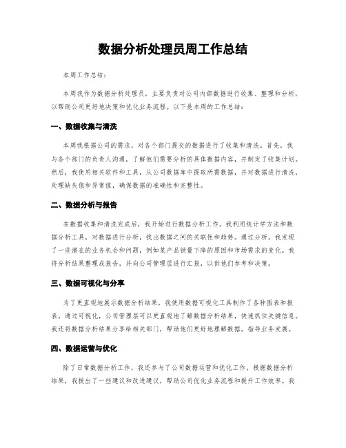 数据分析处理员周工作总结