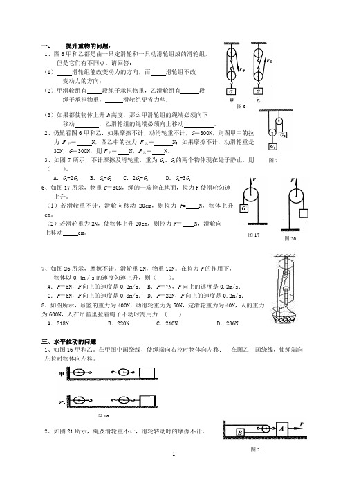 滑轮组典型例题总结