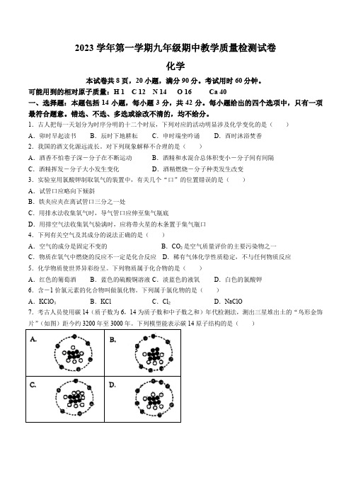 2023-2024学年九年级上学期期中化学试题