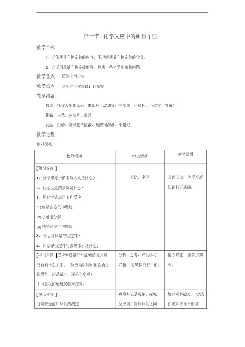 5.1化学反应中的质量守恒-教案.doc