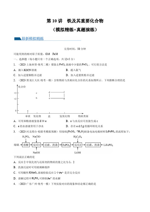 第10讲 铁及其重要化合物(练习)(原卷版)