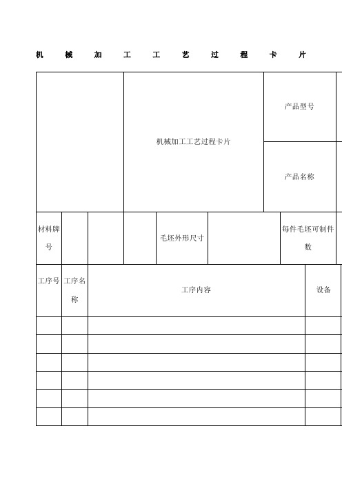 机械加工工艺卡片