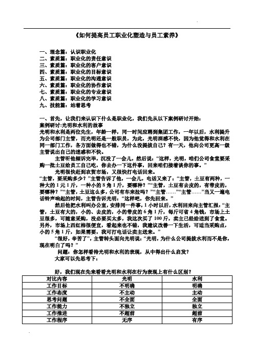 企业管理之如何提高员工职业化塑造与员工素养