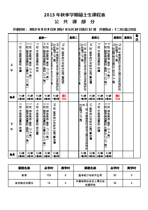 成都中医药大学课程表