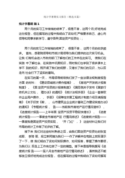 统计学暑期实习报告（精选5篇）