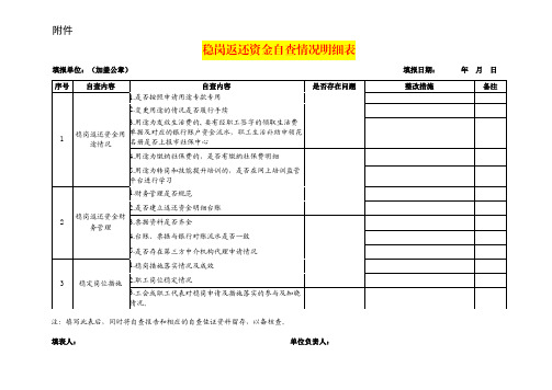 稳岗返还资金自查情况明细表模板