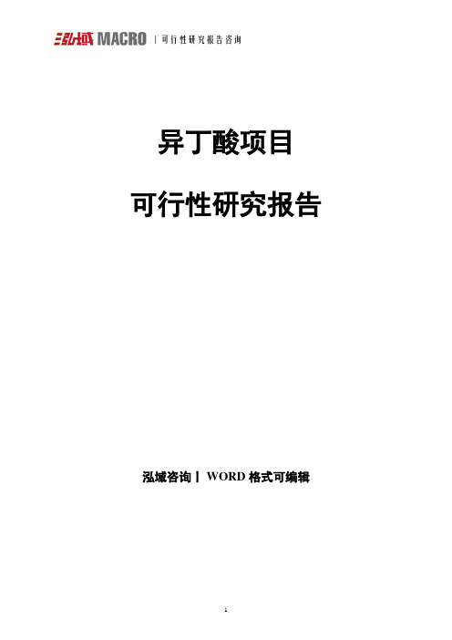 异丁酸项目可行性研究报告