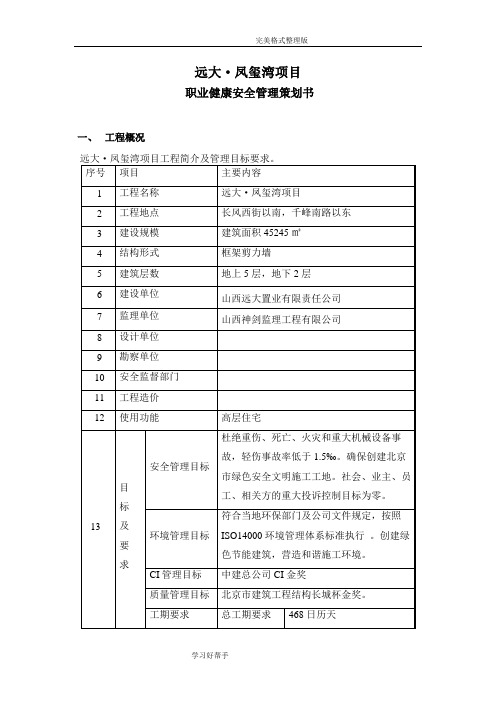 职业健康安全管理策划书