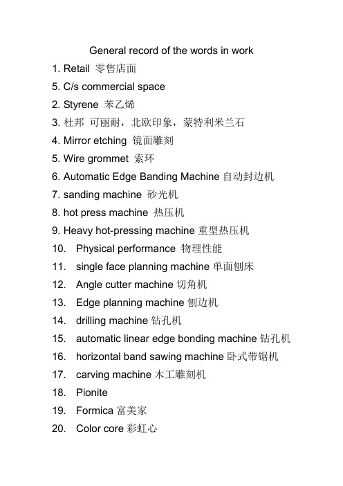 木制展示柜入门常用单词及释义