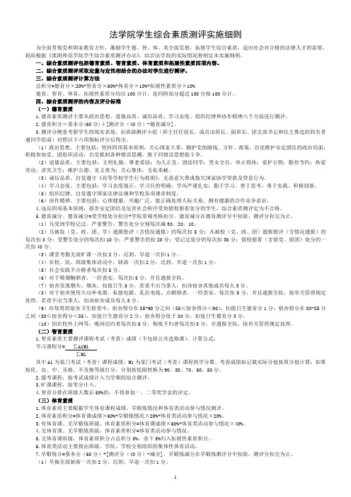 法律系学生综合测评附加减分实施细则