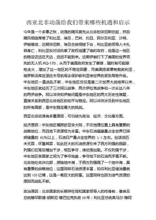 西亚北非动荡给我们带来哪些机遇和启示