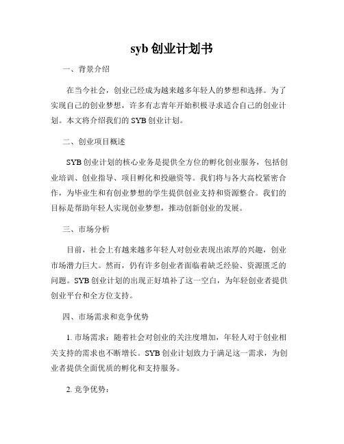 syb创业计划书