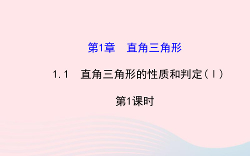 八年级数学下册 第1章 直角三角形1.1 直角三角形的性质与判定(Ⅰ)第1课时习题课件 (新版)湘教