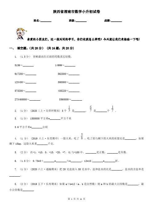 陕西省渭南市数学小升初试卷