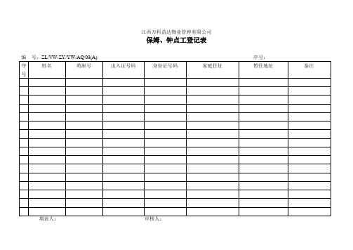 保姆、钟点工登记表03