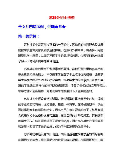 苏科外初中班型