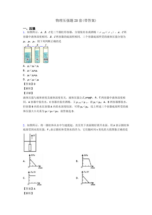 物理压强题20套(带答案)