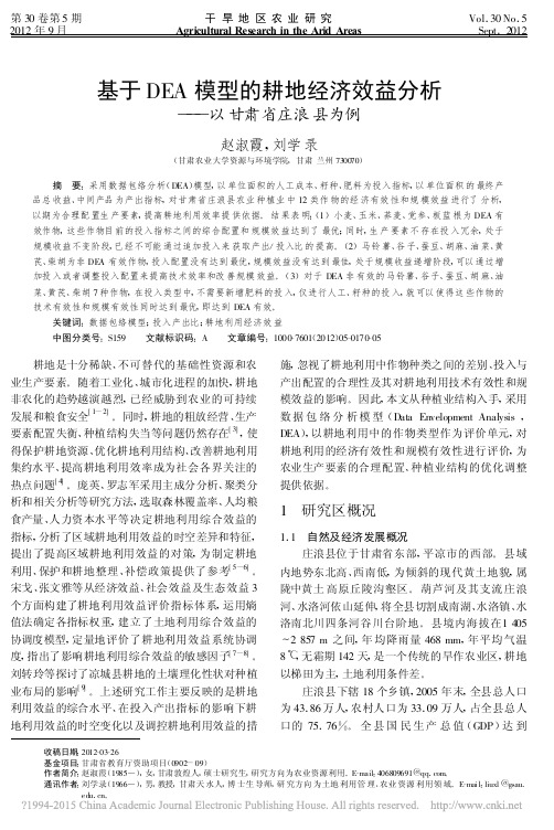 基于DEA模型的耕地经济效益分析_以甘肃省庄浪县为例_赵淑霞