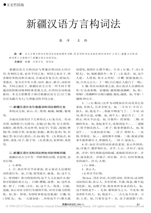 新疆汉语方言构词法_张洋