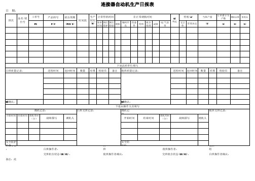 自动机生产日报表