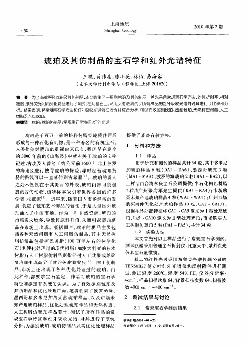 琥珀及其仿制品的宝石学和红外光谱特征