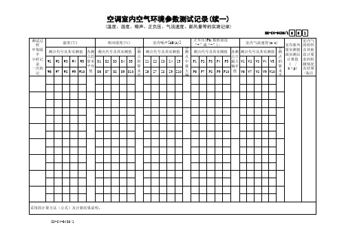 空调室内空气环境参数测试记录(二)