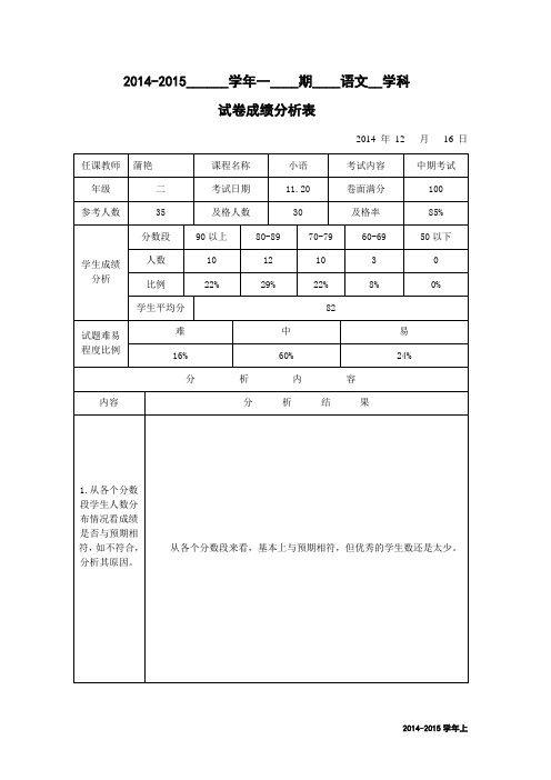 语文试卷分析表