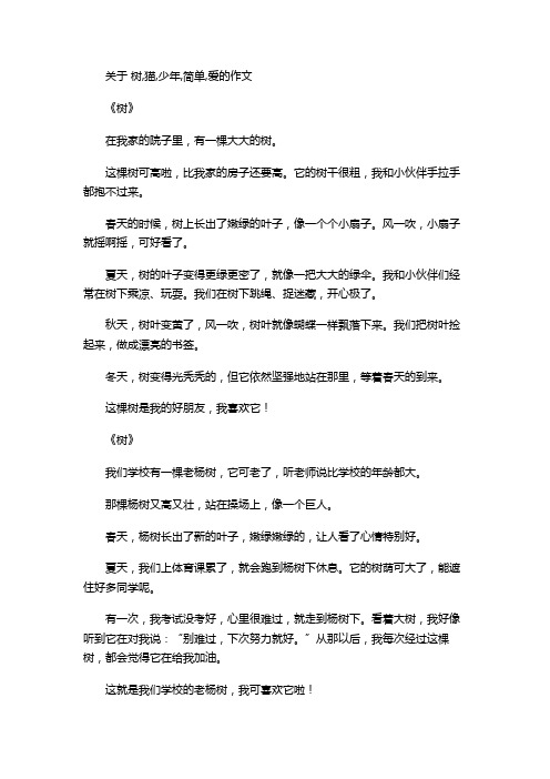 关于 树,猫,少年,简单,爱的作文