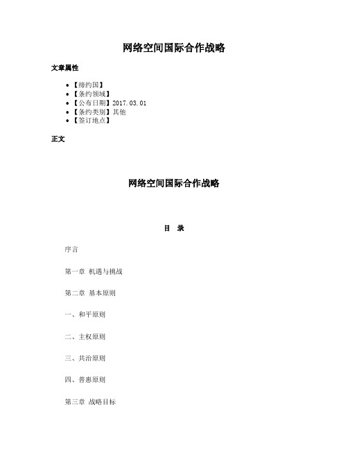 网络空间国际合作战略