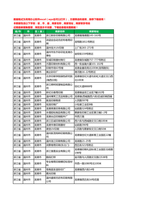 2020新版浙江省温州市龙港市印刷工商企业公司商家名录名单黄页联系电话号码地址大全359家