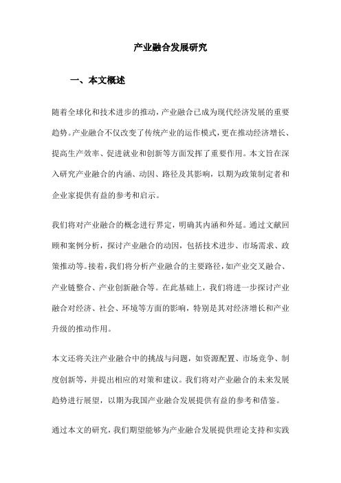 产业融合发展研究