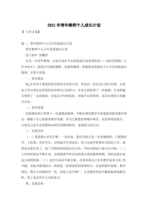 2021年青年教师个人成长计划