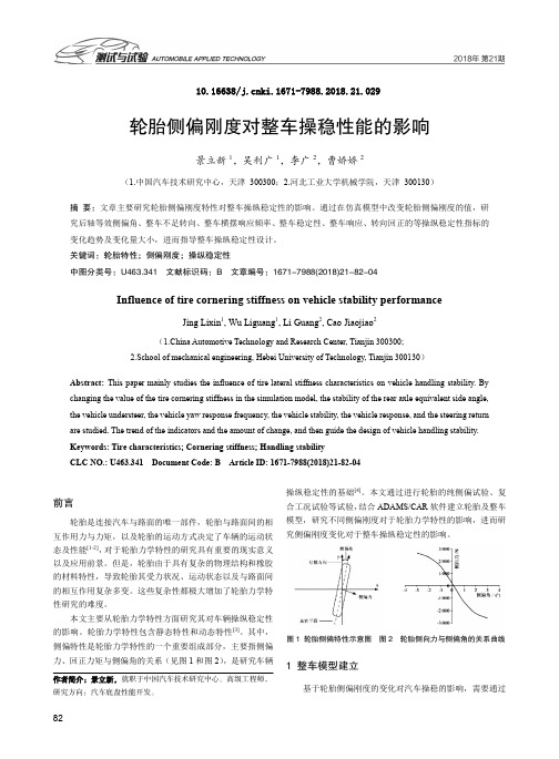 轮胎侧偏刚度对整车操稳性能的影响