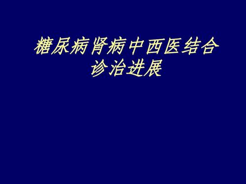 DN糖尿病肾病中西医结合诊治进展PPT课件