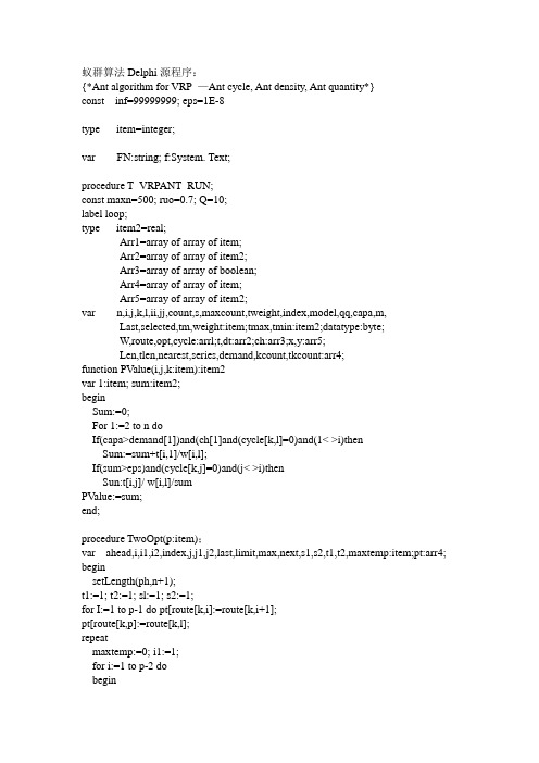 蚁群算法Delphi源程序