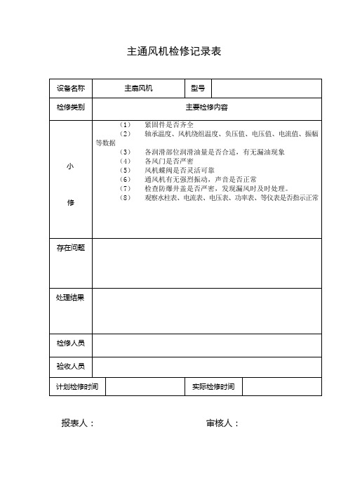主通风机检修记录表
