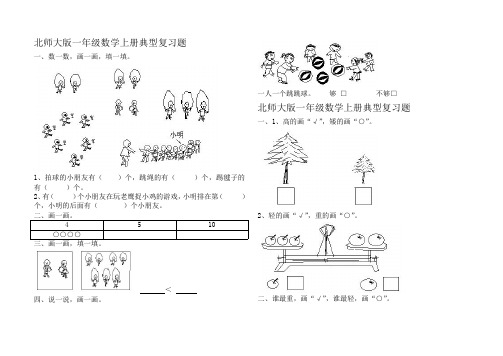 北师大版一年级数学上册典型复习题